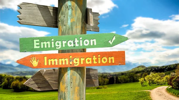 Street Sign Direction Way Emigration Immigration — Stock Photo, Image