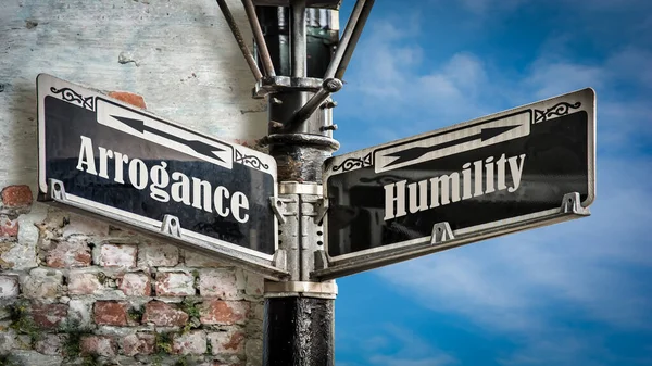 Street Sign Direction Way Humility Arrogance — Stock Photo, Image