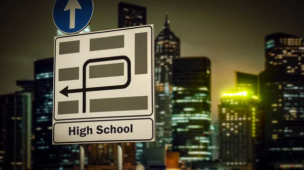 Street Sign Direction Way High School — Stock Photo, Image