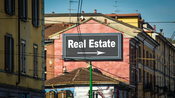 Utca Jel Irány Real Estate — Stock Fotó