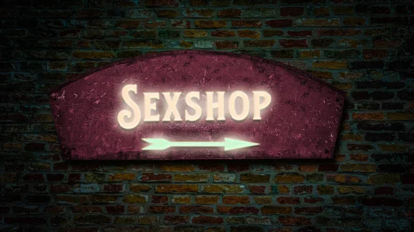 Gata Underteckna Riktningen Väg Till Sexshop — Stockfoto