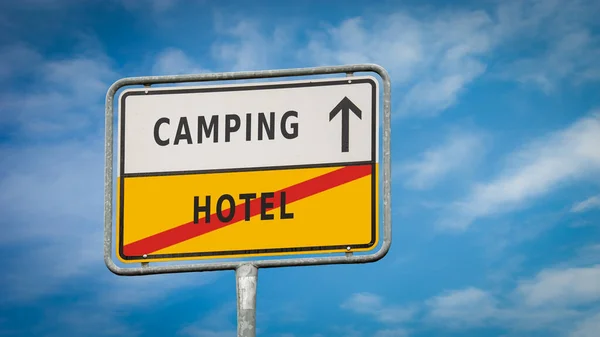 Gade Underskrive Retningen Vejen Til Camping Hotel - Stock-foto