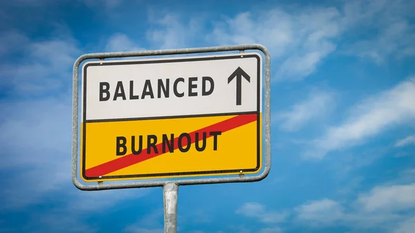 Street Sign the Direction Way to Balanced versus Burnout