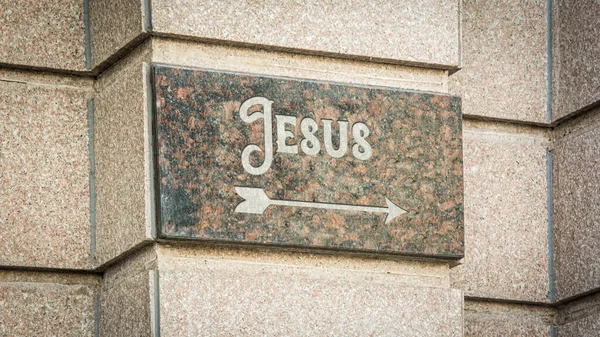 Street Sign Direction Way Jesus — Stock Photo, Image