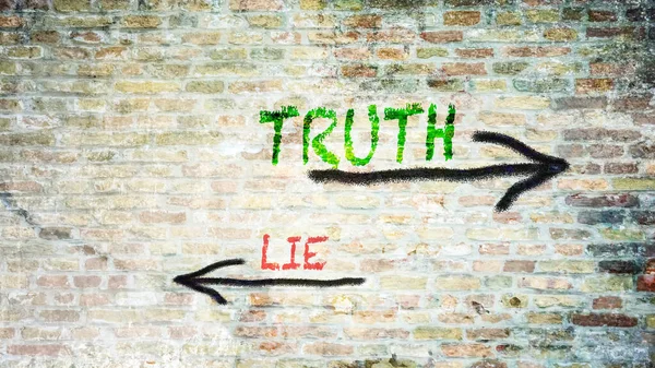 Ulica Znak Kierunku Droga Prawdy Kontra Kłamstwo — Zdjęcie stockowe