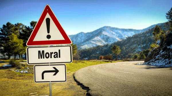 Rua Assine Caminho Direção Para Moral — Fotografia de Stock
