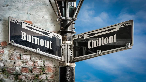 Street Sign the Direction Way to Chillout versus Burnout
