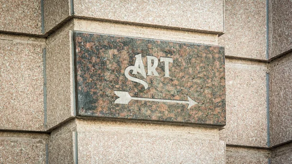 Straat Teken Richting Weg Naar Kunst — Stockfoto