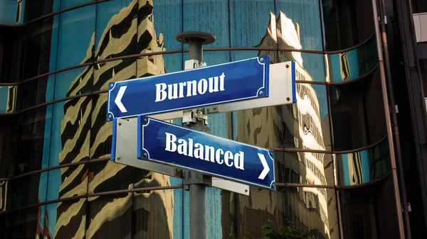 Street Sign the Direction Way to Balanced versus Burnout