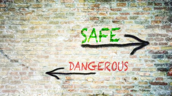 Вуличний Знак Шлях Безпечного Проти Небезпечного — стокове фото