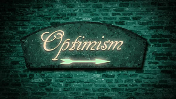 Straat Teken Richting Weg Naar Optimisme — Stockfoto