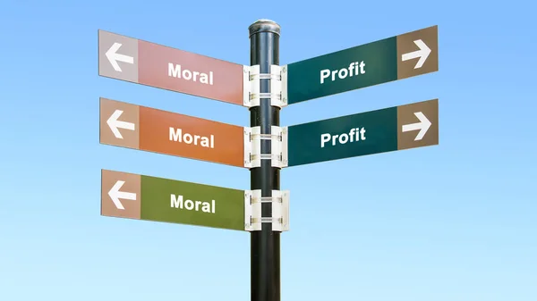 Street Sign Direction Way Moral Profit — Stock Photo, Image