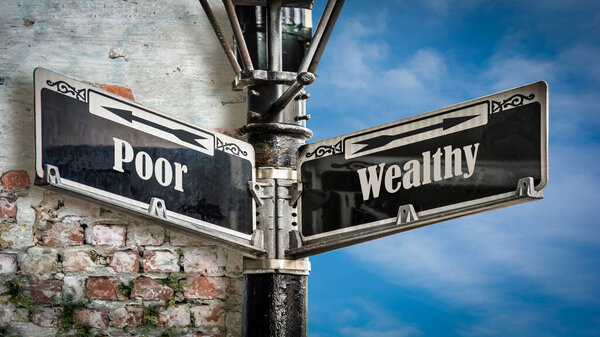 Street Sign the Direction Way to Wealthy versus Poor