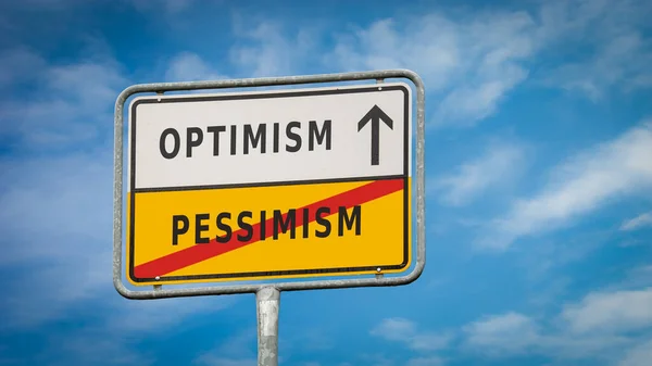 Straat Teken Richting Weg Naar Optimisme Pessimisme — Stockfoto