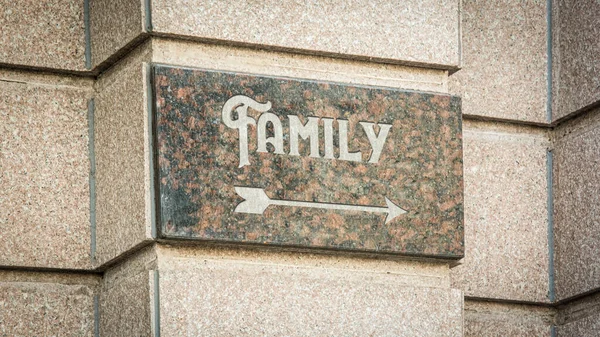Straat Teken Richting Weg Naar Familie — Stockfoto
