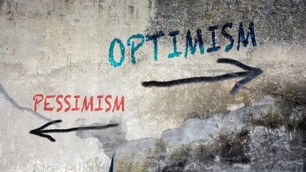 Straßenschild Weist Den Weg Zum Optimismus Pessimismus — Stockfoto