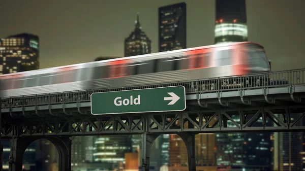 Straßenschild Weist Weg Gold — Stockfoto