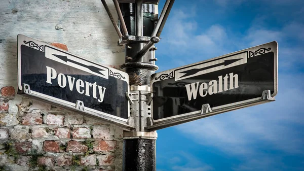 Street Sign Direction Way Wealthy Poverty — Stock Photo, Image