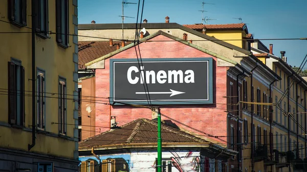 Señal Calle Dirección Camino Cine — Foto de Stock