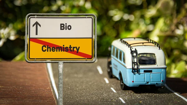 Straßenschild Weist Den Weg Richtung Bio Chemie — Stockfoto