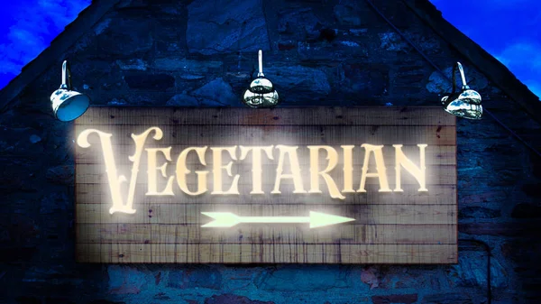 Gata Underteckna Riktningen Väg Till Vegetarian — Stockfoto