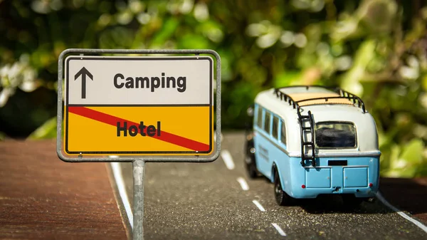 Rua Assine Direção Caminho Para Camping Hotel — Fotografia de Stock