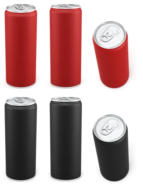 Rote und schwarze Aluminiumdosen — Stockfoto