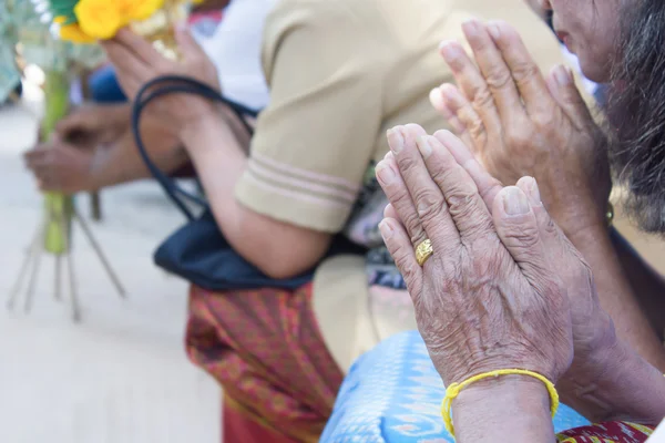 Put the palms of the hands together in salute — Stock Photo, Image