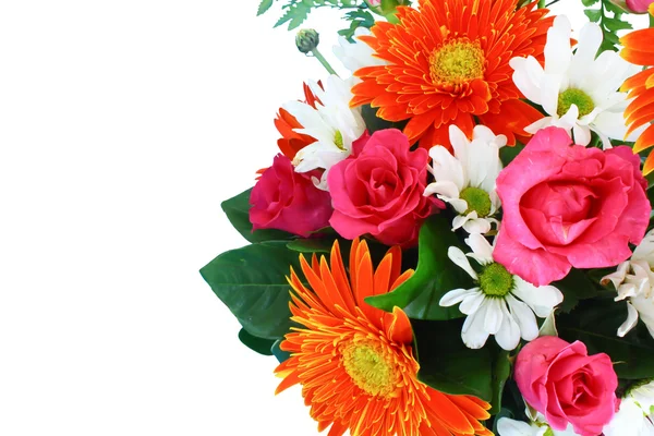 Vase of colorful flowers on a white background — Stock Photo, Image