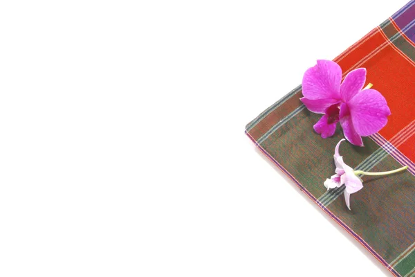 Thailand silk adorned with orchids — Stock Photo, Image