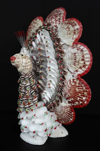 Pavo real hecho de conchas de colores — Foto de Stock