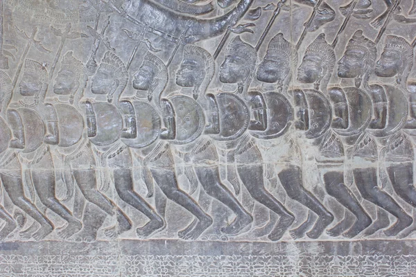 앙코르 와트의 조각 벽 — 스톡 사진
