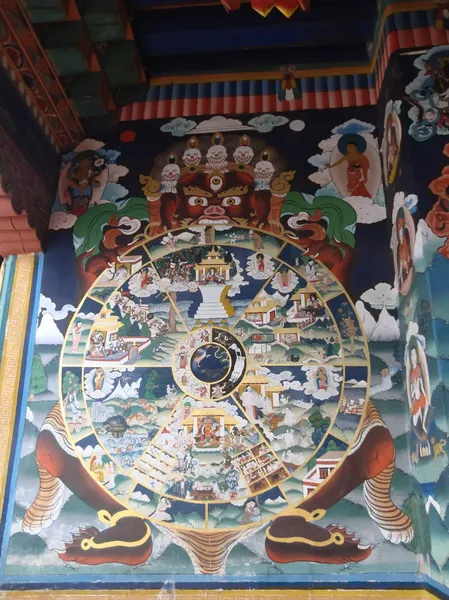 Väggmålningar i templet i bhutan — Stockfoto