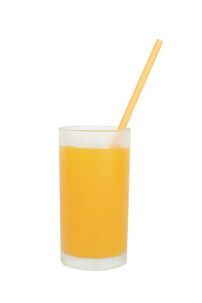 Copo de suco de laranja no fundo branco — Fotografia de Stock