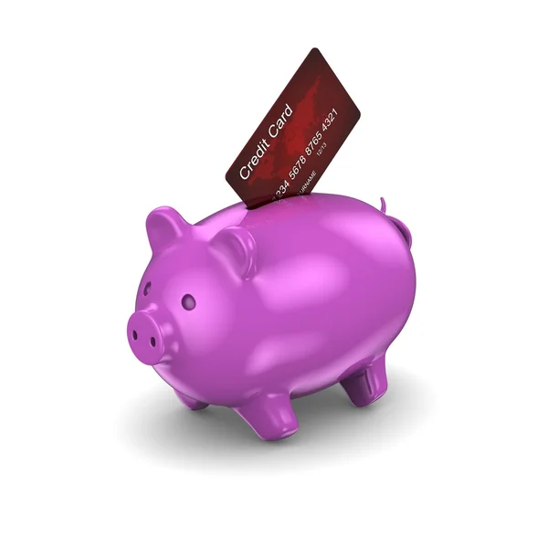 Piggy Bank & Credit Card — Stock Photo, Image