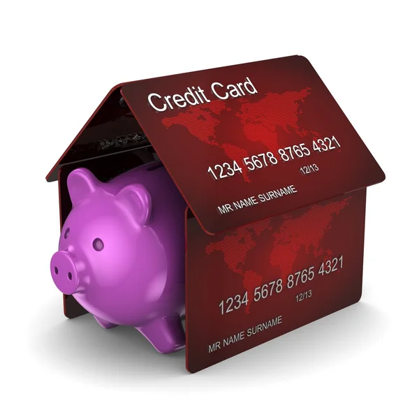 Piggy Bank & creditcard — Stockfoto