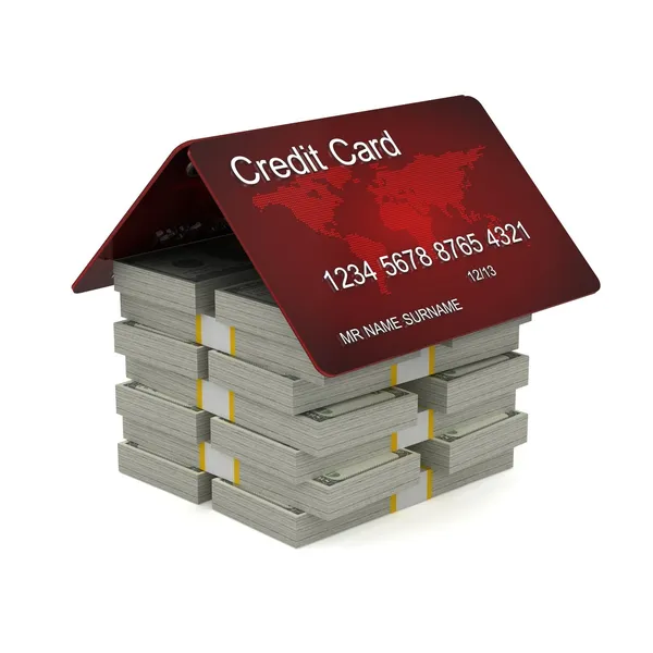 Dollarscheine & Kreditkarte — Stockfoto