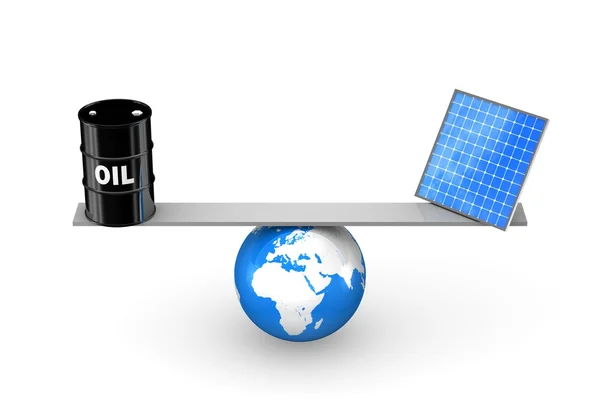 Petróleo vs paneles solares — Foto de Stock