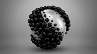 Animasyon küreleri. Gri arkaplan, döngü, 1 'de 2, alfa matte, 3d görüntüleme, 4k çözünürlük