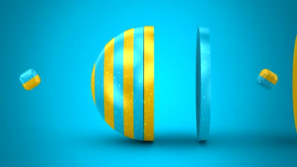 Sliced Sphere Rotates Abstract Motion Three Versions Loop Alpha Matte — Stock Video