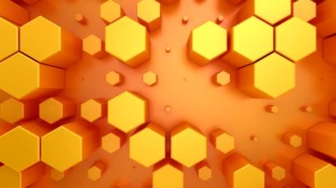 Animasyon Altıgenler 'in geçmişi. Soyut hareket, döngü, iki renk, 3D görüntüleme, 4k çözünürlük