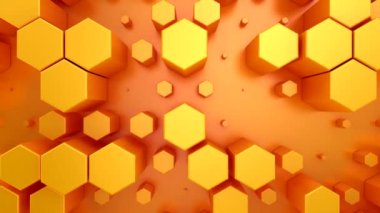 Animasyon Altıgenler 'in geçmişi. Soyut hareket, döngü, iki renk, 3D görüntüleme, 4k çözünürlük