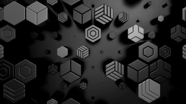 Antecedentes Hexagones Animados Movimiento Abstracto Bucle Dos Colores Representación Resolución — Vídeos de Stock