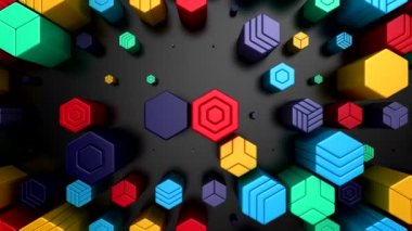 Animasyon Altıgenler 'in geçmişi. Soyut hareket, döngü, 3D görüntüleme, 4k çözünürlük