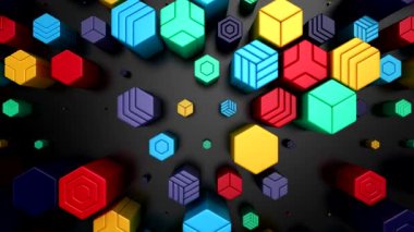 Animasyon Altıgenler 'in geçmişi. Soyut hareket, döngü, 3D görüntüleme, 4k çözünürlük