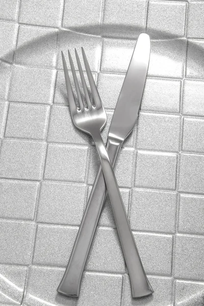 Silver cutlery background — Stock Photo, Image