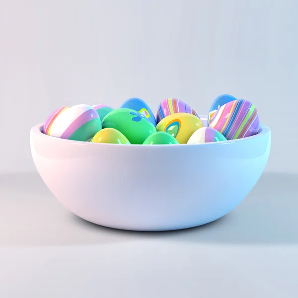 Pasen eieren op een kom — Stockfoto