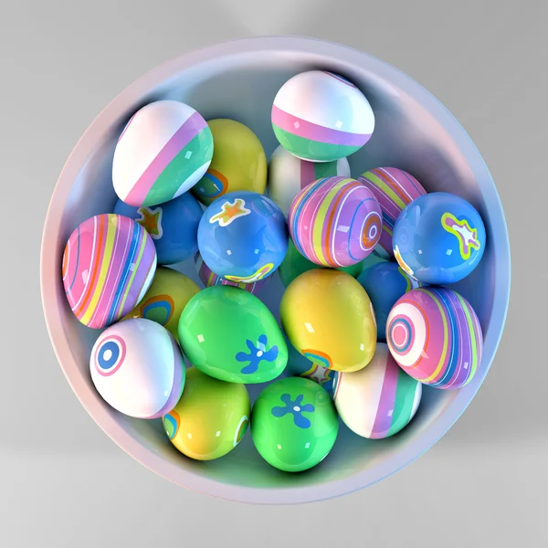 Bowl filled with easter eggs — Stock Photo, Image