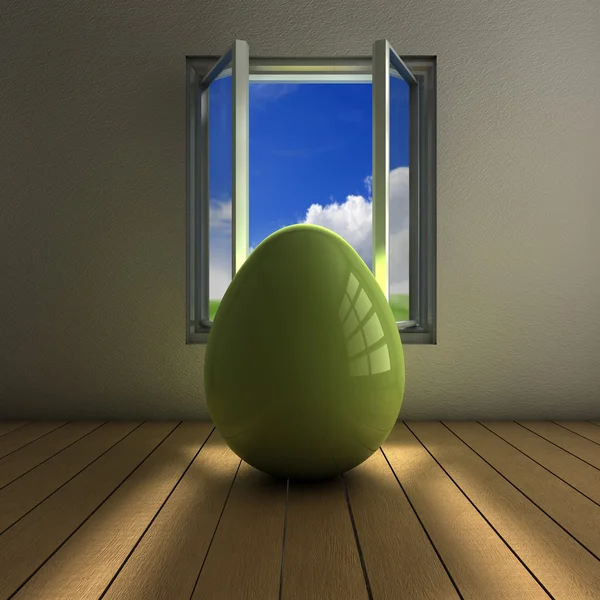Яйцо на окне — стоковое фото
