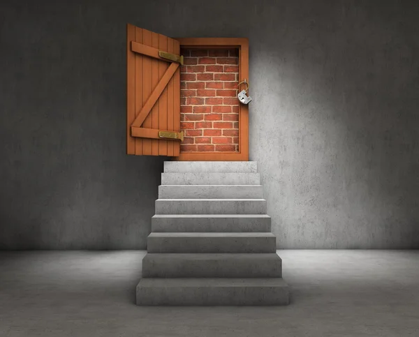 Stairs to a blocked door — Stock Photo, Image